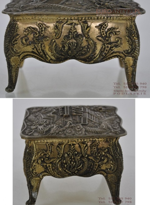 STARA SZKATULKA SZKATULA PUDELECZKO ORIENT SMOKI