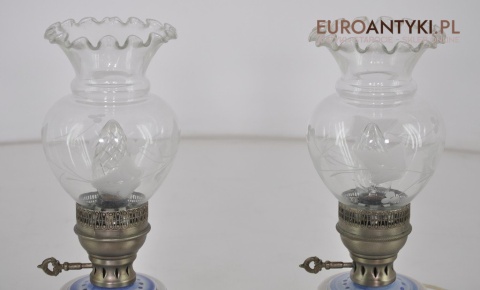2 STARE SREBRNE LAMPKI LAMPY VINTAGE CERAMICZNE