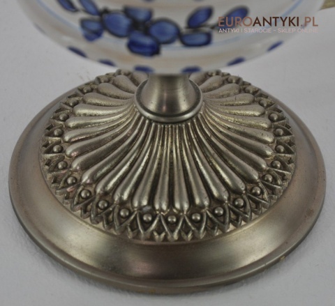 2 STARE SREBRNE LAMPKI LAMPY VINTAGE CERAMICZNE