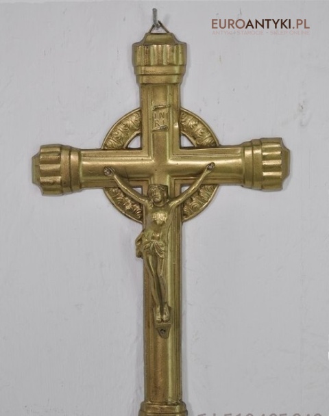 ANTYK STARY KRZYZ KRZYZK MOSIEZNY Z JEZUSEM INRI