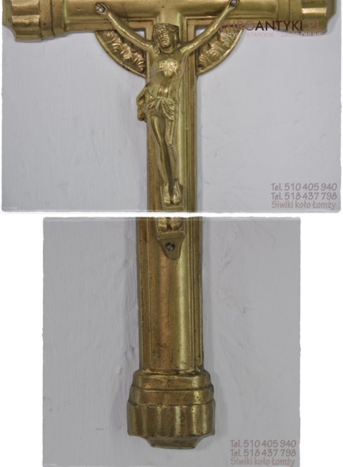 ANTYK STARY KRZYZ KRZYZK MOSIEZNY Z JEZUSEM INRI