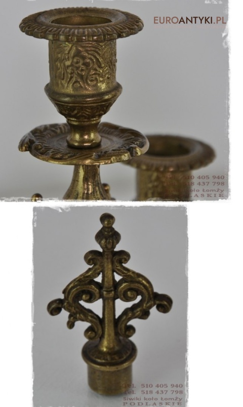 ANTYK STARY MOSIEZNY ZEGAR 2 SWIECZNIKI MOSIADZ XL