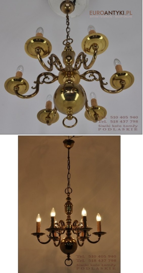 ANTYK STARY ZYRANDOL PAJAK Z MOSIADZU LAMPA