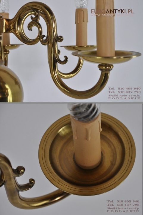 ANTYK STARY ZYRANDOL PAJAK Z MOSIADZU LAMPA