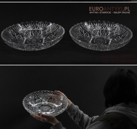 DUZA PATERA POLMISEK TALERZ SZKLO KARBOWANE
