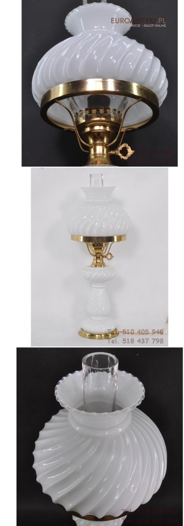 DUZA SZKLANA LAMPA BIALE SZKLO LAMPKA PROWANSALSKA