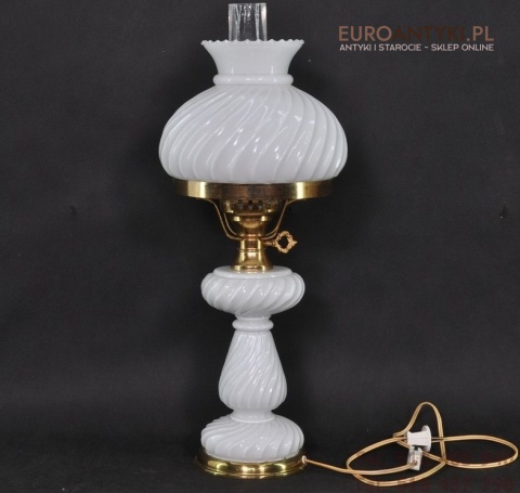 DUZA SZKLANA LAMPA BIALE SZKLO LAMPKA PROWANSALSKA