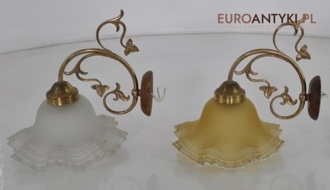 Duży rustykalny kinkiet lampka ścienna prowansalska z żółtym kloszem