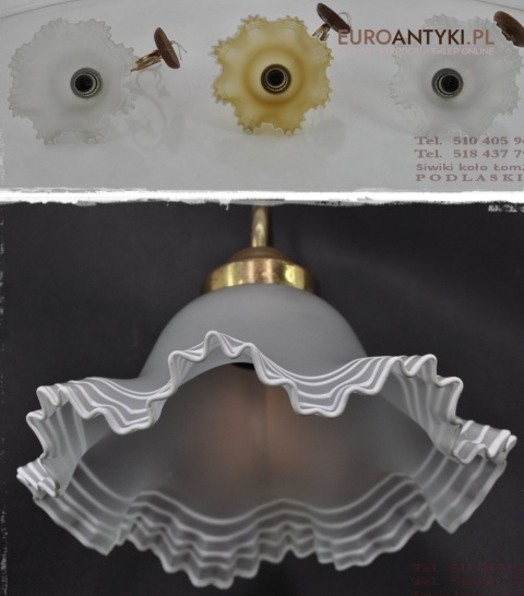 Duży rustykalny kinkiet lampka ścienna prowansalska z żółtym kloszem