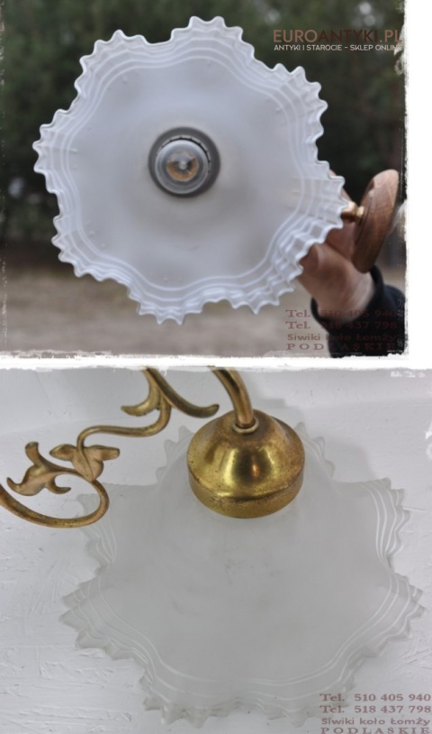 Duży rustykalny kinkiet lampka ścienna prowansalska z żółtym kloszem