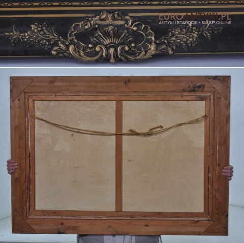 DUZY STARY OBRAZ OLEJNY OLEJ DROGA przez MOST