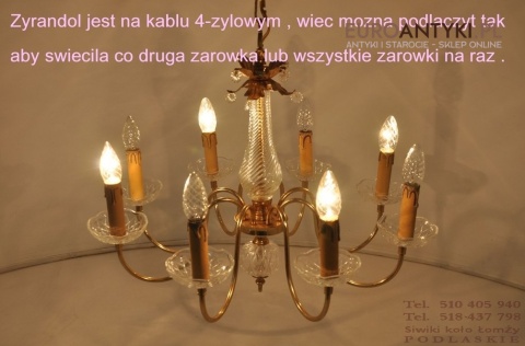 DUZY STARY ZYRANDOL SZKLANE OZDOBY LAMPA SUFITOWA