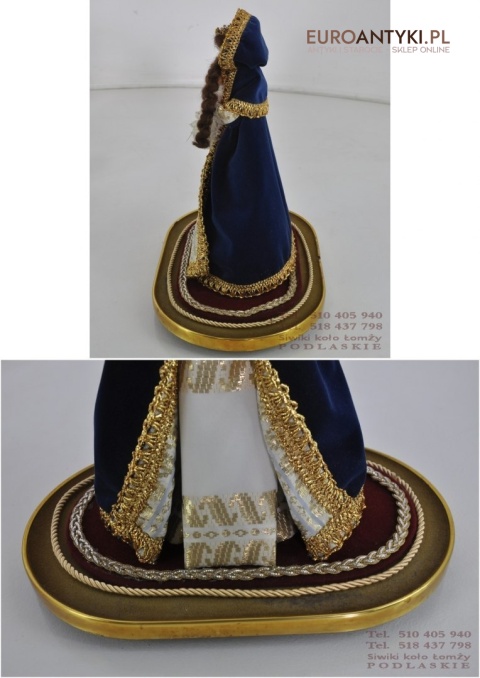 MATKA BOSKA Z JEZUSEM FIGURKI POD SZKLEM ANTYK