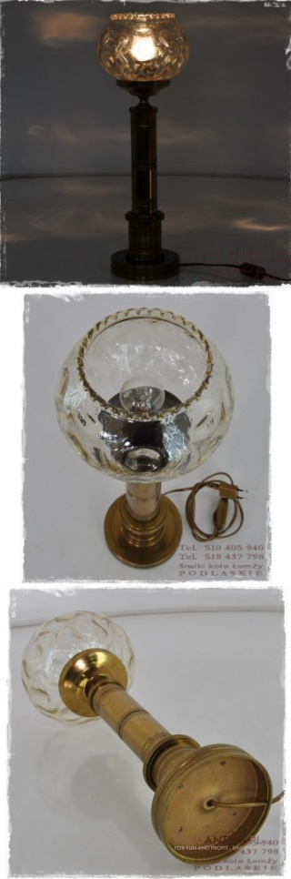 STARA LAMPA LAMPKA Z MASYWNEGO BRAZU VINTAGE LAMP