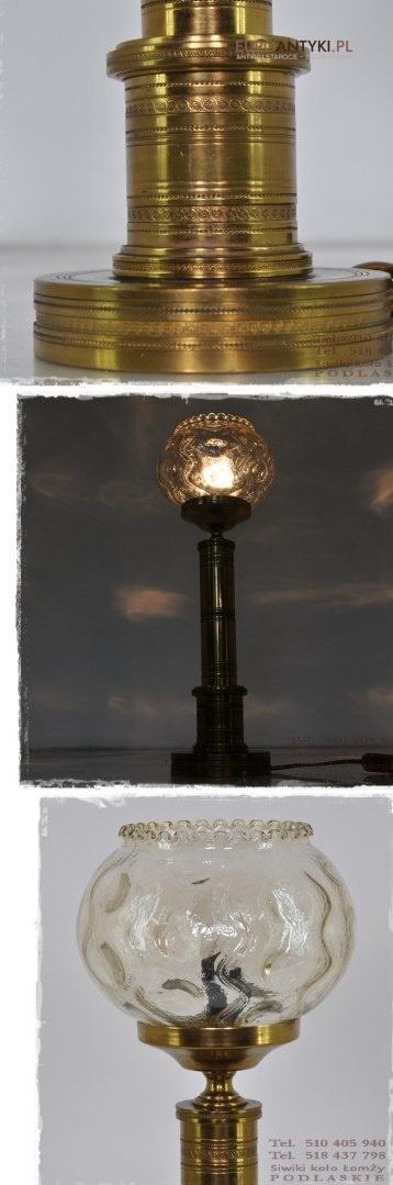 STARA LAMPA LAMPKA Z MASYWNEGO BRAZU VINTAGE LAMP