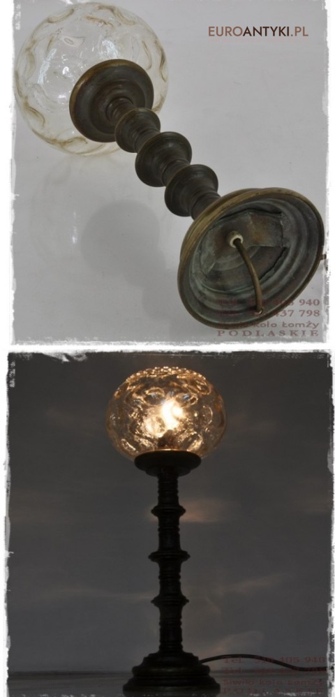 STARA LAMPA LAMPKA Z MASYWNEGO BRAZU VINTAGE LAMPx