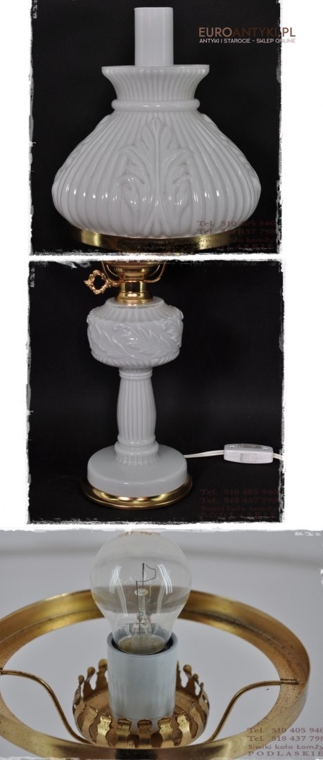 STARA SZKLANA BIALA LAMPKA LAMPA ZE SZKLA x