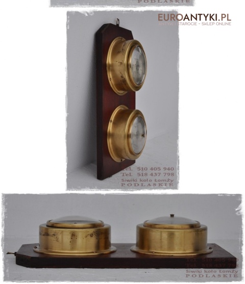 STARY BAROMETR TERMOMETR STACJA POGODY NA STATEK