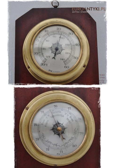 STARY BAROMETR TERMOMETR STACJA POGODY NA STATEK