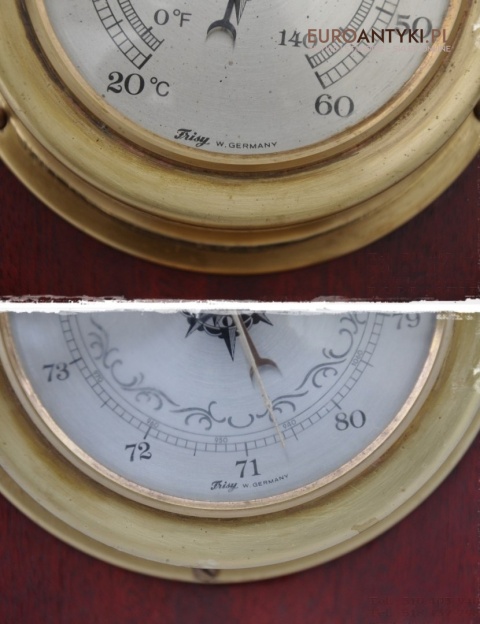 STARY BAROMETR TERMOMETR STACJA POGODY NA STATEK
