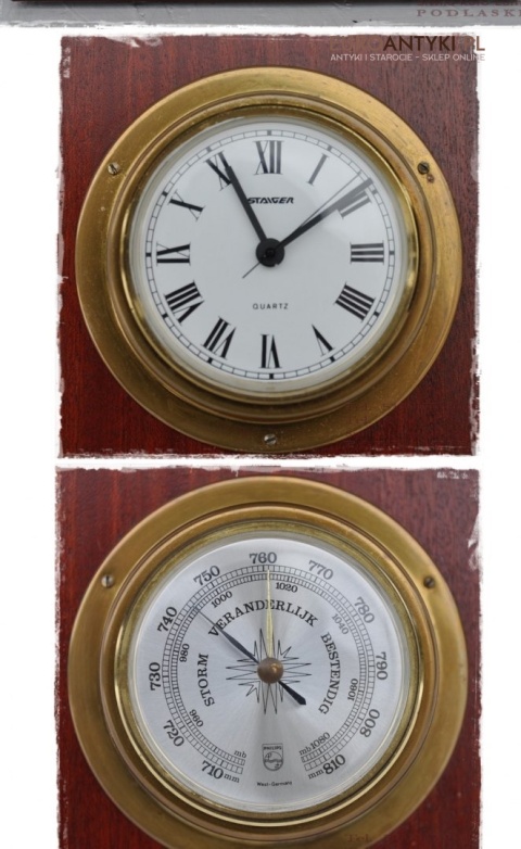 STARY BAROMETR ZEGAR STACJA POGODY NA STATEK MARIN