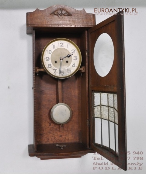 STARY ZEGAR SKRZYNIOWY Z WITRAZEM PRAWDZIWY ANTYK W TWOIM DOMU