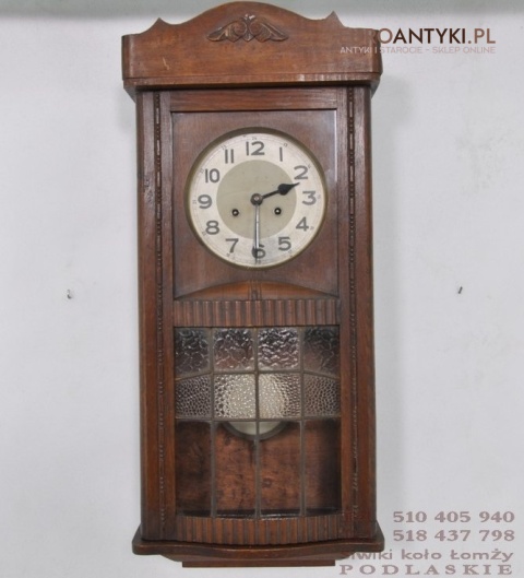 STARY ZEGAR SKRZYNIOWY Z WITRAZEM PRAWDZIWY ANTYK W TWOIM DOMU
