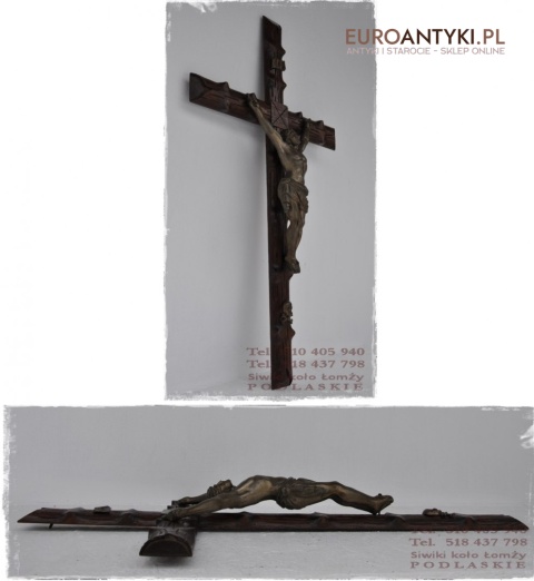 XL ANTYK DUZY STARY KRZYZ Z JEZUSEM LATA 1900 INRI