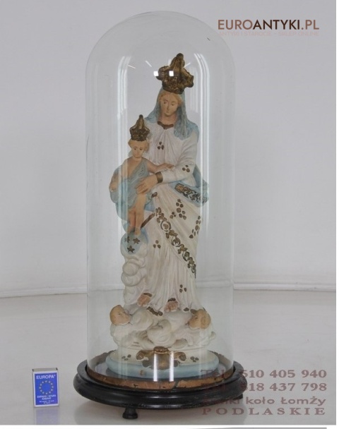 ANTYK DUZA STARA FIGURKA MATKI BOSKIEJ POD SZKLEM