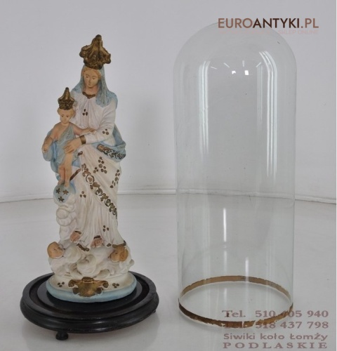ANTYK DUZA STARA FIGURKA MATKI BOSKIEJ POD SZKLEM