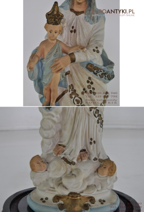 ANTYK DUZA STARA FIGURKA MATKI BOSKIEJ POD SZKLEM