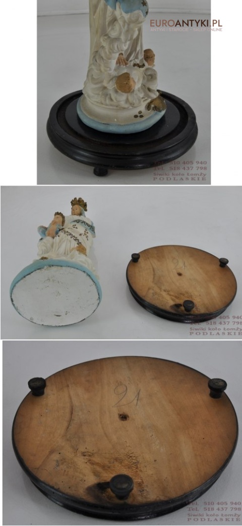 ANTYK DUZA STARA FIGURKA MATKI BOSKIEJ POD SZKLEM