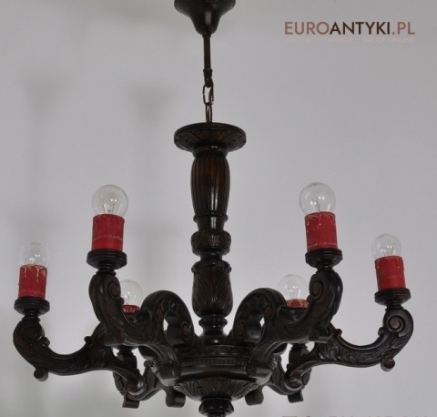 ANTYK DUZY ZYRANDOL RZEZBIONY Z LITEGO DREWNA XXL