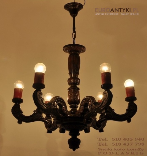 ANTYK DUZY ZYRANDOL RZEZBIONY Z LITEGO DREWNA XXL
