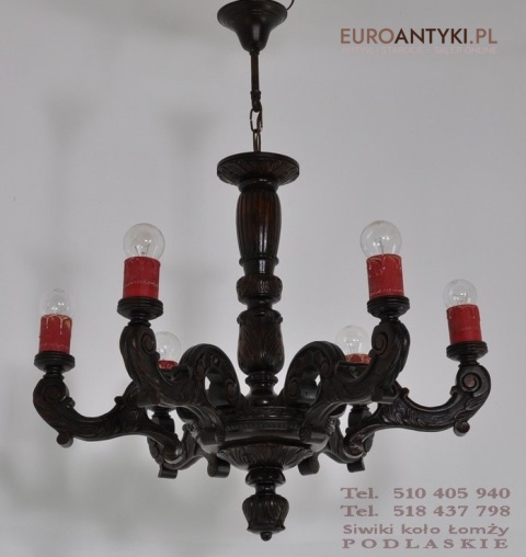 ANTYK DUZY ZYRANDOL RZEZBIONY Z LITEGO DREWNA XXL