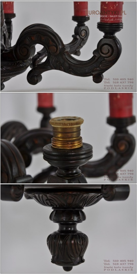 ANTYK DUZY ZYRANDOL RZEZBIONY Z LITEGO DREWNA XXL