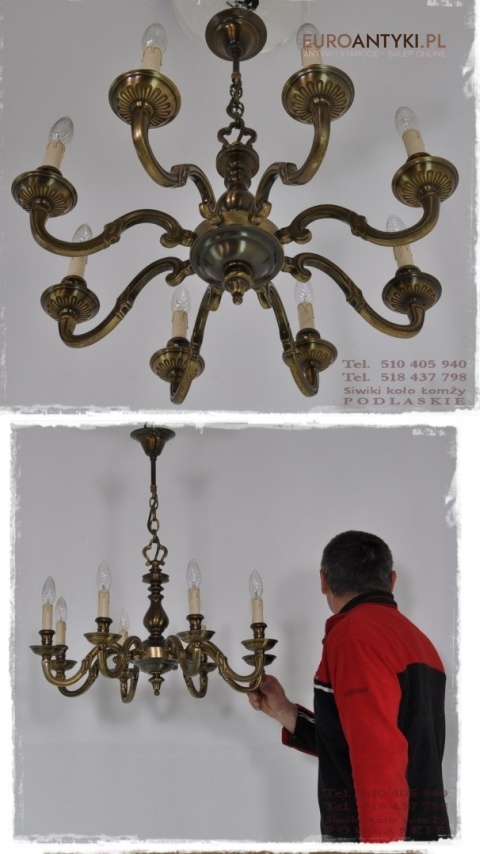 DUZY KLASYCZNY MASYWNY ZYRANDOL Z BRAZU CLASSIC XL