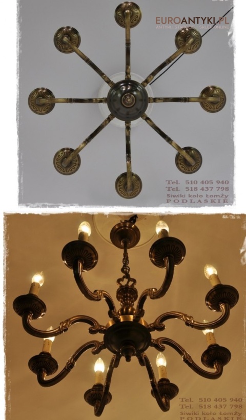 DUZY KLASYCZNY MASYWNY ZYRANDOL Z BRAZU CLASSIC XL