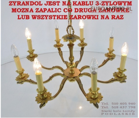 DUZY STARY ZYRANDOL BAROK ROKOKO MASYWNY MOSIADZ