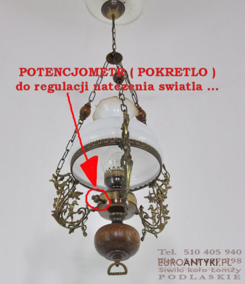 LAMPA DUZY RUSTYKLANY ZYRANDOL Z POTENCJOMETREM