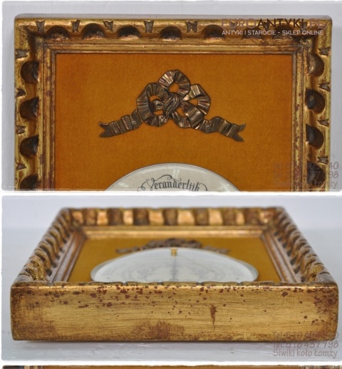PIEKNY STARY OZDOBNY BAROMETR W RAMCE