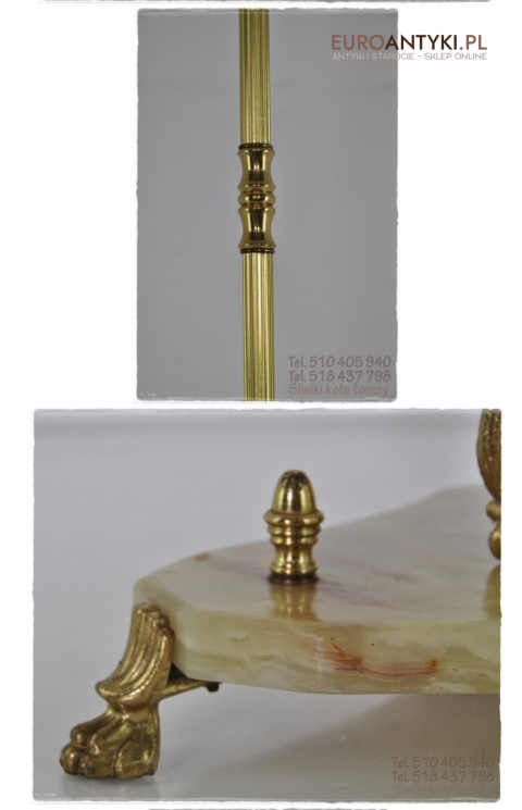 STARA LAMPA PODLOGOWA Z MOSIADZU I ONYKSU ONYX