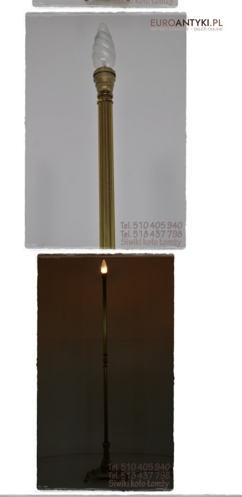 STARA LAMPA PODLOGOWA Z MOSIADZU I ONYKSU ONYX