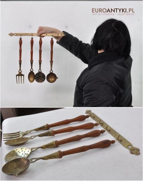 SZTUCCE DO KUCHNI KOMPLET Z MOSIADZU ozdoba