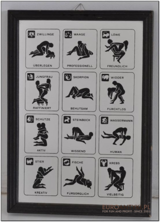 Szyld na lustrze znaki zodiaku KAMASUTRA