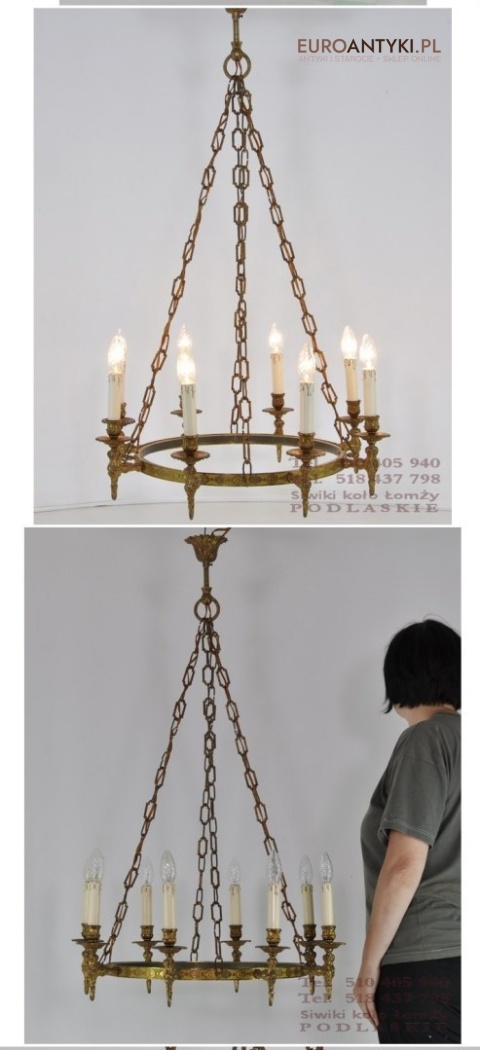 WYJATKOWY OKRAGLY ZYRANDOL KUTY ANTYK SECESJA XXL