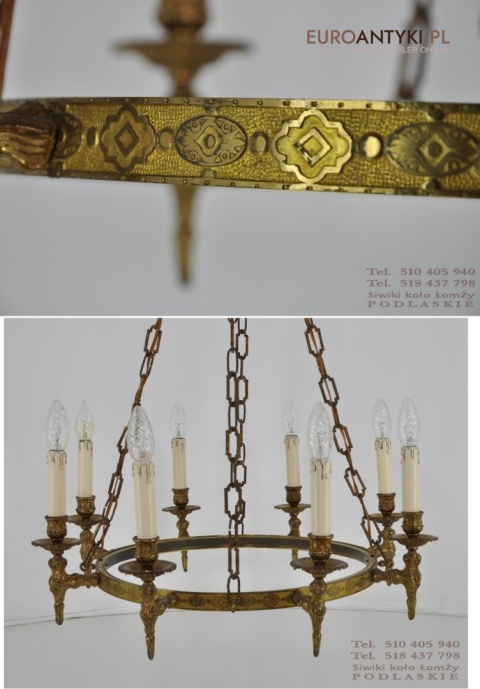 WYJATKOWY OKRAGLY ZYRANDOL KUTY ANTYK SECESJA XXL