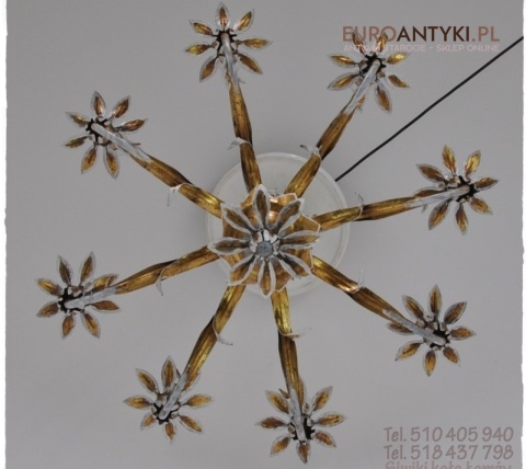 XL STARY DUZY ZYRANDOL SCHABBY CHIC KREMOWO ZLOTY