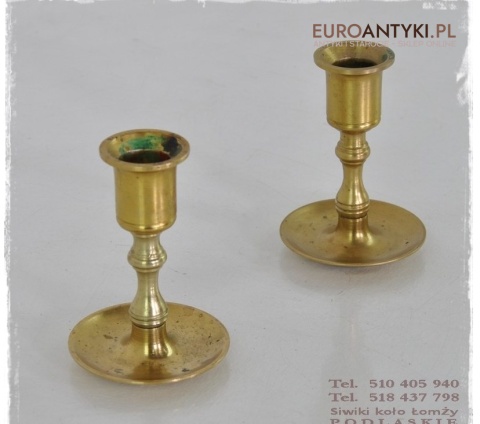 2 MALE MALUTKIE SWIECZNIKI Z MASYWNEGO MOSIADZU