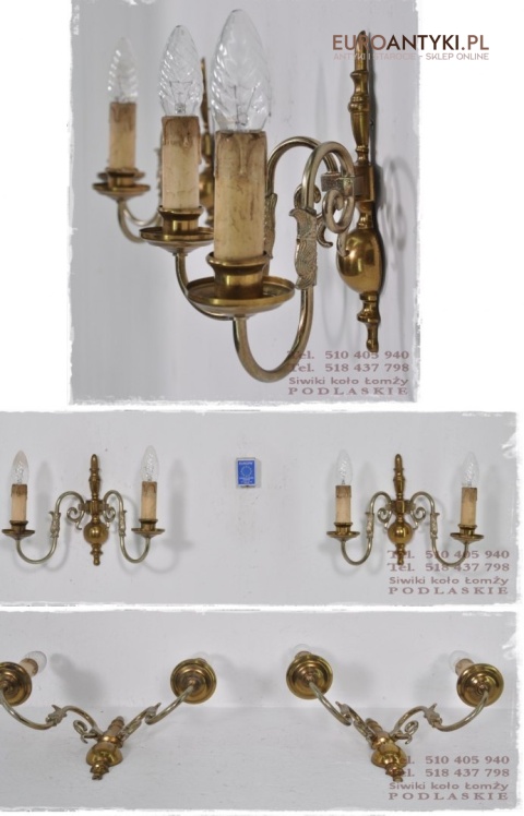 2 STARE KINKIETY LAMPY LAMPKI SREBRNO ZLOTE x